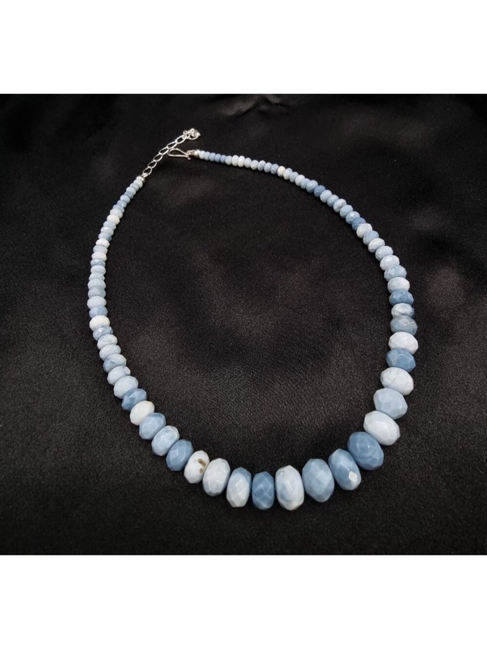Jay King Mine Finds 925 Sterling Silver Blue Opal Beaded Necklace With Adjustabl